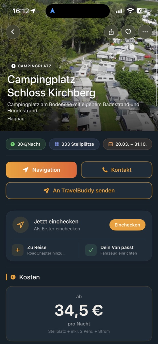 RoadChapter – Stellplatz-Details mit Fotos und Bewertungen